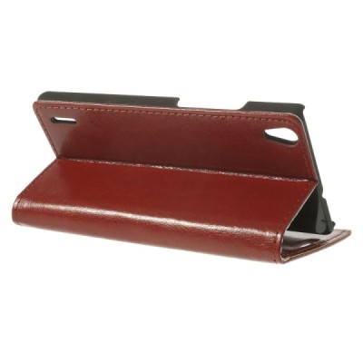 Huawei Ascend P7 atvēramais brūns ādas futrālis - maciņš / Vacins.lv