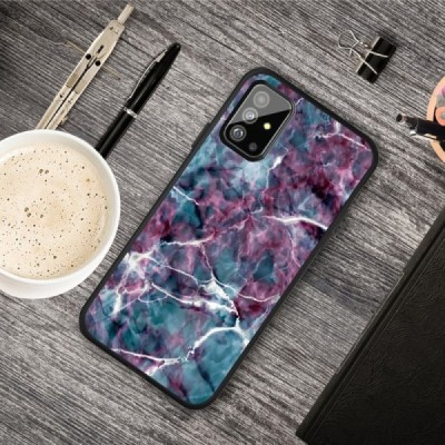 Samsung Galaxy A51 (A515) „Marble“ cieta silikona (TPU) violeta apvalks | vacins.lv