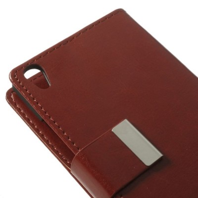 Huawei Ascend P7 atvēramais brūns ādas futrālis - maciņš / Vacins.lv