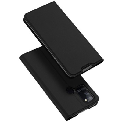 Dux Ducis Skin serijos Samsung Galaxy A21s (A217) juodas odinis atverčiamas dėklas | Priedai.lt