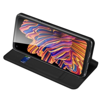 „Dux Ducis“ Skin serijos Samsung Galaxy XCover Pro (G715) juodas odinis atverčiamas dėklas | Priedai.lt