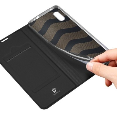 „Dux Ducis“ Skin serijos Samsung Galaxy XCover Pro (G715) juodas odinis atverčiamas dėklas | Priedai.lt