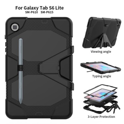 Samsung Galaxy Tab S6 Lite 10.4 (P615, P610, P613, P619) sustiprintos apsaugos dėklas - juodas - nugarėlė | Priedai.lt