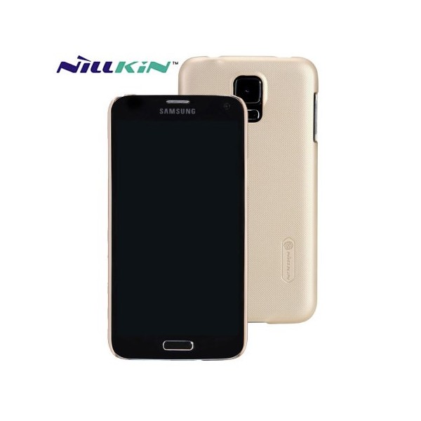 „Nillkin“ Super Frosted dėklas - šampaninis + apsauginė ekrano plėvelė (Galaxy S5 / S5 Neo)
