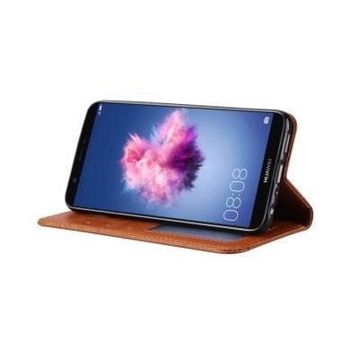 Huawei P smart 2018 (Enjoy 7S) „Daisy“ atverčiamas raudonas odinis dėklas, knygutė - piniginė | Priedai.lt