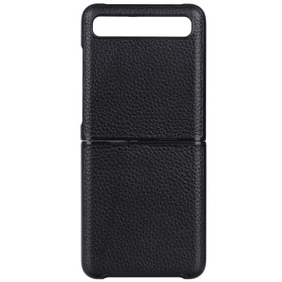 Samsung Galaxy Z Flip (F700) Deluxe Leather melns ādas plastika apvalks | Vacins.lv