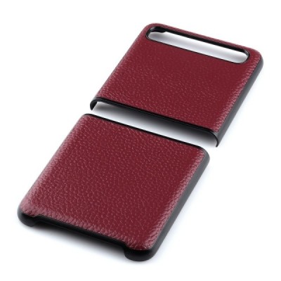 Samsung Galaxy Z Flip (F700) Deluxe Leather bordo ādas plastika apvalks | Vacins.lv