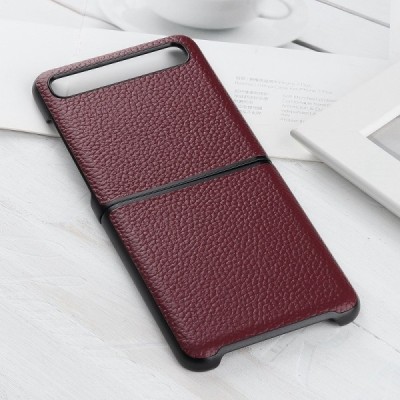 Samsung Galaxy Z Flip (F700) Deluxe Leather bordo ādas plastika apvalks | Vacins.lv