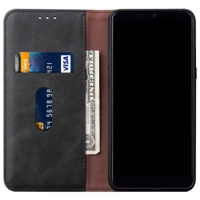 Huawei P40 Pro+ Deluxe ādas atvēramais melns maciņš (maks) | Vacins.lv