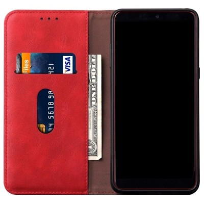 Huawei P40 Pro+ Deluxe ādas atvēramais sarkans maciņš (maks) | Vacins.lv