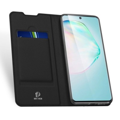 Samsung Galaxy S10 Lite (G970) „Dux Ducis“ Skin sērijas melns ādas atvērams maciņš | Vacins.lv