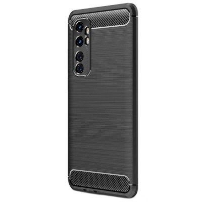 Xiaomi Mi Note 10 Lite „Carbon“ cieta silikona (TPU) melns telefona maciņš (apvalks) | Vacins.lv
