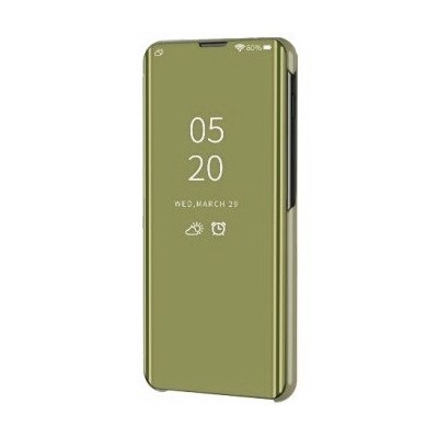 Samsung Galaxy A21s (A217) plastmasas atvērams zelta ādas maciņš | Vacins.lv