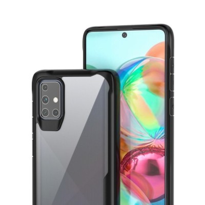 „Armor“ Samsung Galaxy A71 (5G) skaidrus juodos spalvos apvadais kieto silikono (TPU) dėklas | Priedai.lt