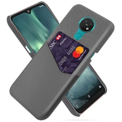 Nokia 7.2 (Nokia 6.2) „KSQ“ Shell pelēks ādas apvalks ar iebūvētu karšu turētāju | Vacins.lv