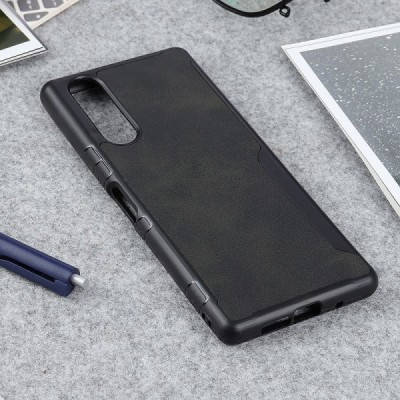 „Bi-Color“ Splicing Sony Xperia 5 juodas odinis dėklas | Priedai.lt