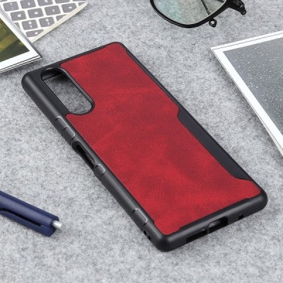 „Bi-Color“ Splicing Sony Xperia 5 raudonas odinis dėklas | Priedai.lt