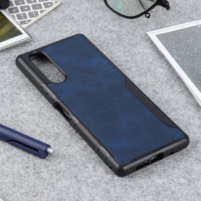„Bi-Color“ Splicing Sony Xperia 5 mėlynas odinis dėklas | Priedai.lt