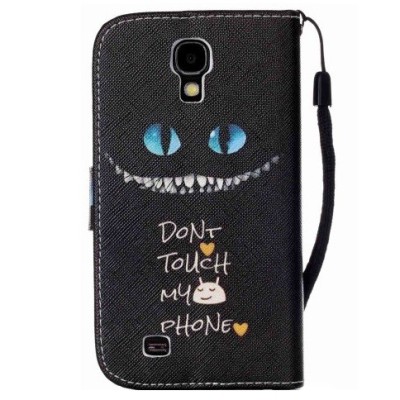 Samsung Galaxy S4 mini (i9195, i9190 ir i9192) atvēramais ādas melns Scary Cat maciņš (maks) | Vacins.lv
