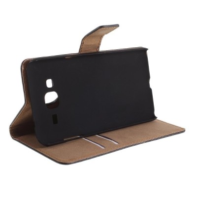 Samsung Galaxy S5 mini (G800) atverčiamas juodas odinis Casual dėklas - piniginė | Priedai.lt