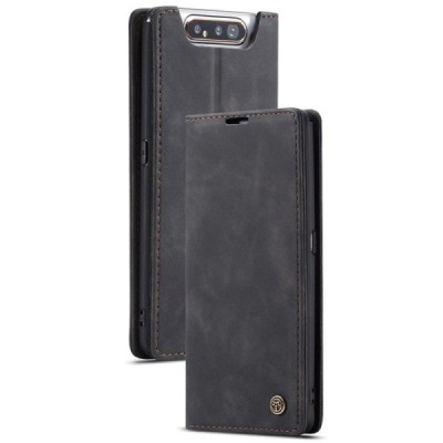 Samsung Galaxy A80 (A805F) CaseMe Retro solidus atverčiamas juodas odinis dėklas - knygutė | Priedai.lt
