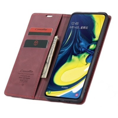 Samsung Galaxy A80 (A805F) CaseMe Retro solidus atverčiamas bordo odinis dėklas - knygutė | Priedai.lt