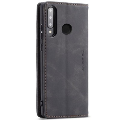 Huawei P30 Lite CaseMe Retro solīds atvēramais ādas melns maciņš - maks | Vacins.lv