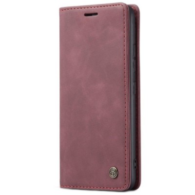 Samsung Galaxy S10 Lite (G970) CaseMe Retro solīds atvēramais ādas bordo maciņš - maks | Vacins.lv