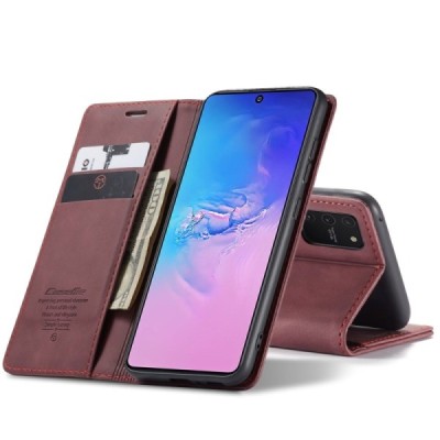 Samsung Galaxy S10 Lite (G970) CaseMe Retro solīds atvēramais ādas bordo maciņš - maks | Vacins.lv