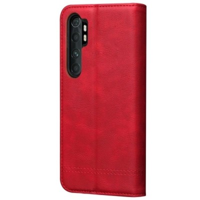 Xiaomi Mi Note 10 Lite Deluxe ādas atvēramais sarkans maciņš (maks) | Vacins.lv