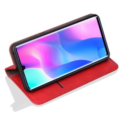 Xiaomi Mi Note 10 Lite Deluxe ādas atvēramais sarkans maciņš (maks) | Vacins.lv