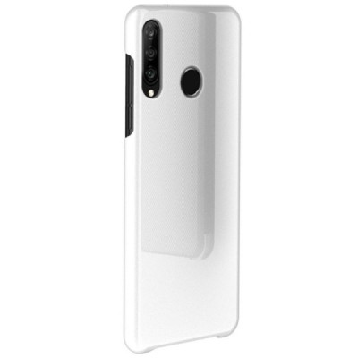 Huawei P30 Lite plastmasas atvērams sudrabs ādas maciņš | Vacins.lv