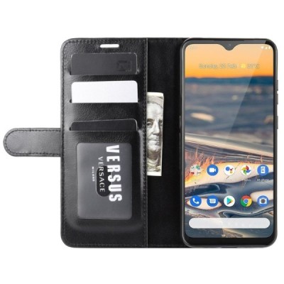 Nokia 5.3 atvēramais ādas melns maciņš, grāmata (maks) | Vacins.lv