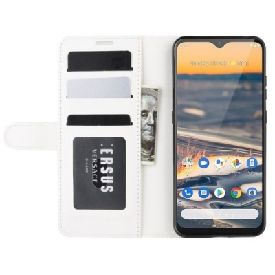 Nokia 5.3 atvēramais ādas balts maciņš, grāmata (maks) | Vacins.lv