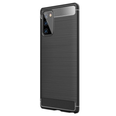 Samsung Galaxy Note 20 (N980F) „Carbon“ kieto silikono TPU juodas dėklas - nugarėlė | Priedai.lt