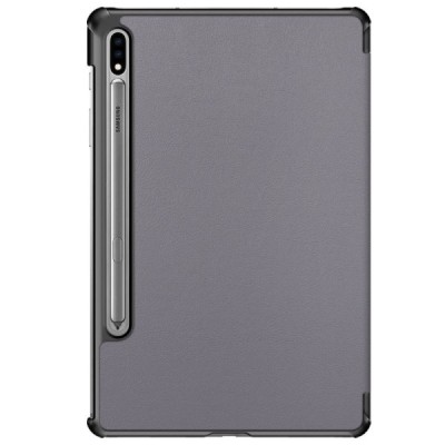 Samsung Galaxy Tab S7 11 (T875, T870) atverčiamas pilkas odinis dėklas - knygutė (sulankstomas) | Priedai.lt