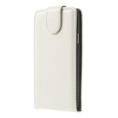 Samsung Galaxy S5 (S5 Neo) klasikinis atverčiamas baltas odinis dėklas / Priedai.lt