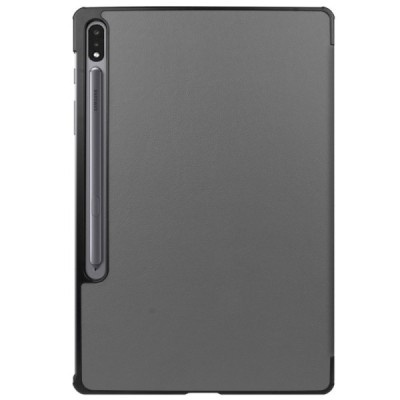 Samsung Galaxy Tab S7+ 12.4" (T976) atverčiamas pilkas odinis dėklas - knygutė (sulankstomas) | Priedai.lt