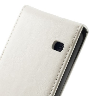 Samsung Galaxy S5 (S5 Neo) klasikinis atverčiamas baltas odinis dėklas / Priedai.lt