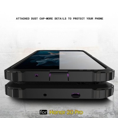 Sustiprintos apsaugos Huawei Honor 20 Pro juodas kieto silikono (TPU) ir plastiko dėklas | Priedai.lt