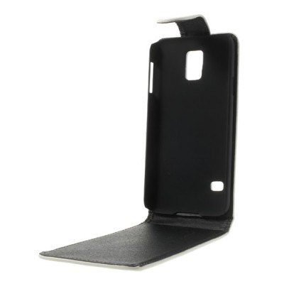 Samsung Galaxy S5 (S5 Neo) klasikinis atverčiamas baltas odinis dėklas / Priedai.lt