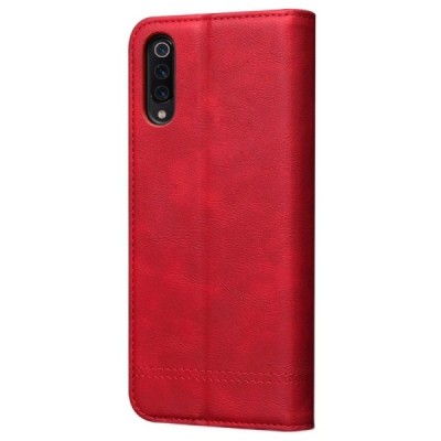 Xiaomi Mi 9 (Mi 9 Explorer) Deluxe ādas atvēramais sarkans maciņš (maks) | Vacins.lv