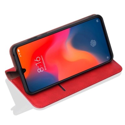 Xiaomi Mi 9 (Mi 9 Explorer) Deluxe ādas atvēramais sarkans maciņš (maks) | Vacins.lv