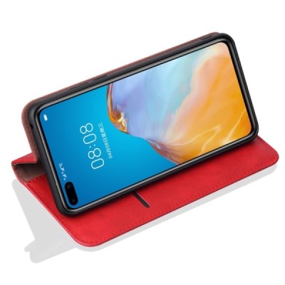 Deluxe atverčiamas raudonas odinis Huawei P40 Pro dėklas - knygutė | Priedai.lt