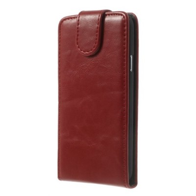 Samsung Galaxy S5 (S5 Neo) klasikinis atverčiamas raudonas odinis dėklas / Priedai.lt