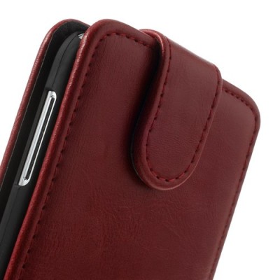 Samsung Galaxy S5 (S5 Neo) klasikinis atverčiamas raudonas odinis dėklas / Priedai.lt