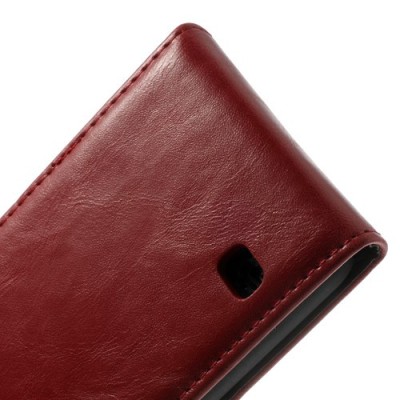 Samsung Galaxy S5 (S5 Neo) klasikinis atverčiamas raudonas odinis dėklas / Priedai.lt