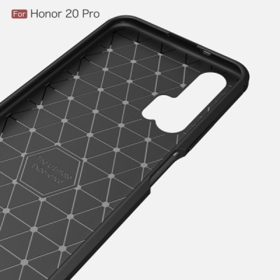 Huawei Honor 20 Pro „Carbon“ cieta silikona (TPU) melns apvalks | vacins.lv