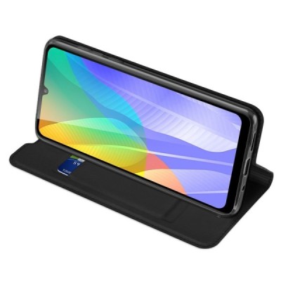 Huawei Y6p „Dux Ducis“ Skin sērijas melns ādas atvērams maciņš | Vacins.lv