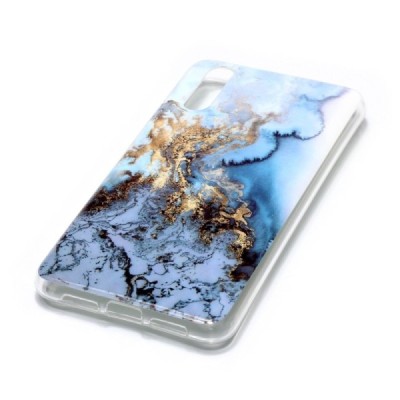 Huawei P20 „Marble“ cieta silikona (TPU) zils apvalks | vacins.lv